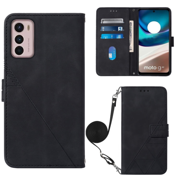 For Motorola Moto G42 Crossbody 3D Embossed Flip Leather Phone Case