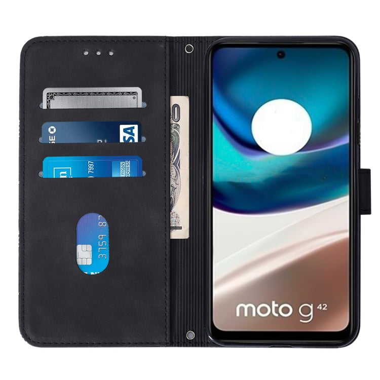 For Motorola Moto G42 Crossbody 3D Embossed Flip Leather Phone Case