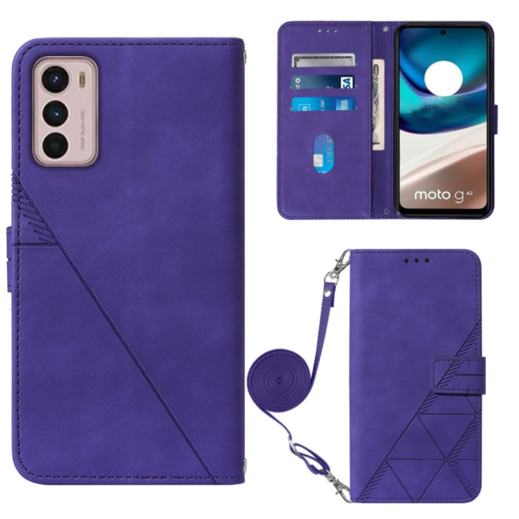 For Motorola Moto G42 Crossbody 3D Embossed Flip Leather Phone Case