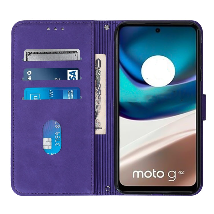 For Motorola Moto G42 Crossbody 3D Embossed Flip Leather Phone Case