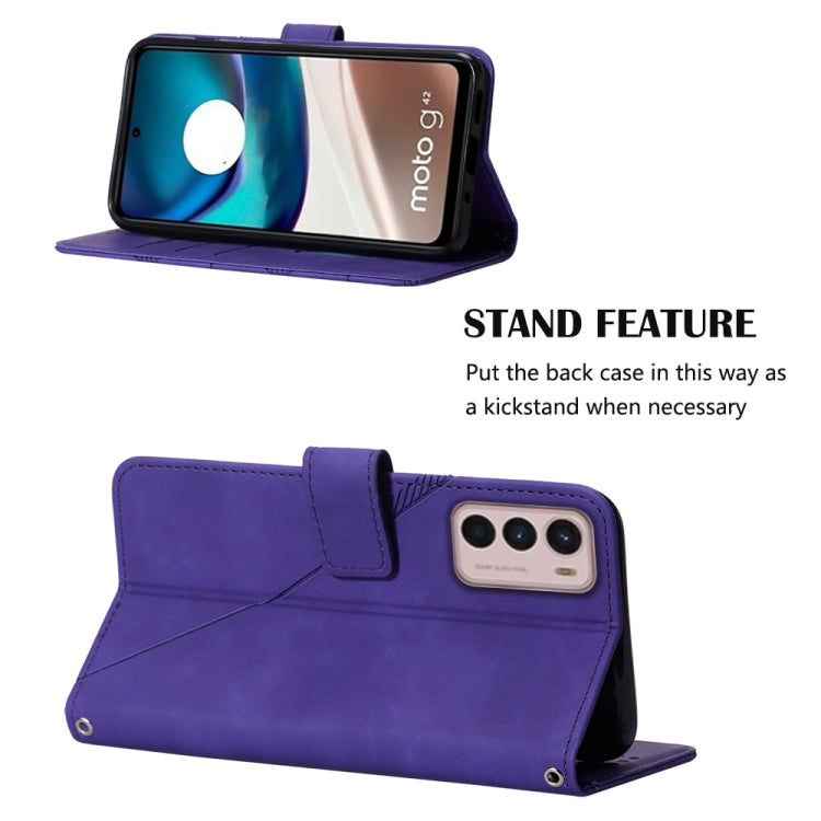 For Motorola Moto G42 Crossbody 3D Embossed Flip Leather Phone Case