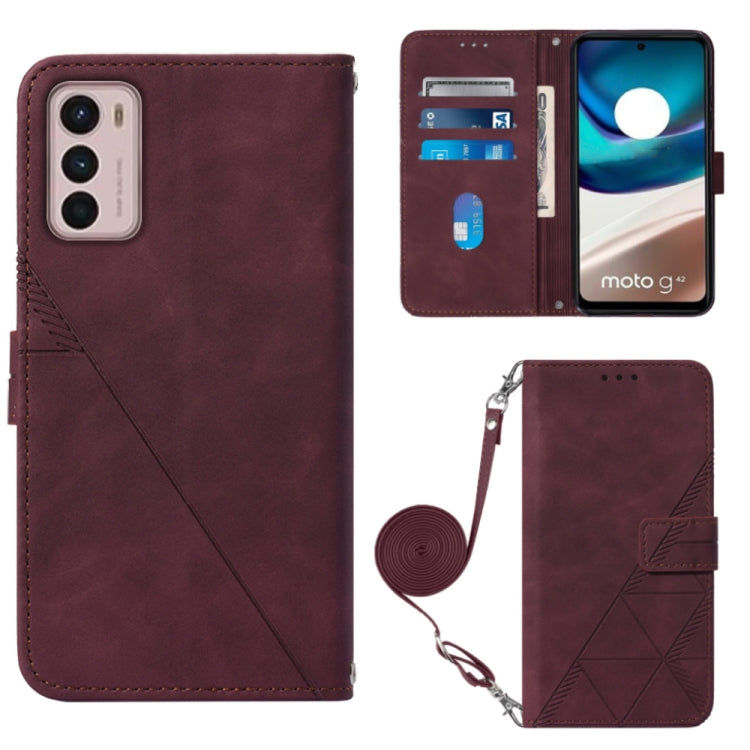 For Motorola Moto G42 Crossbody 3D Embossed Flip Leather Phone Case