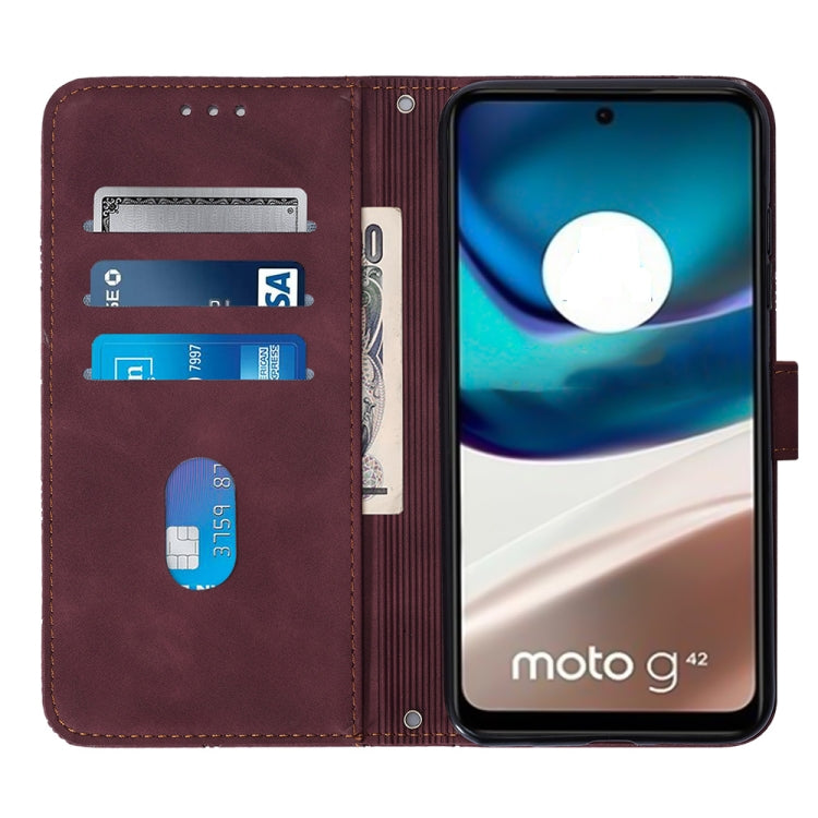 For Motorola Moto G42 Crossbody 3D Embossed Flip Leather Phone Case