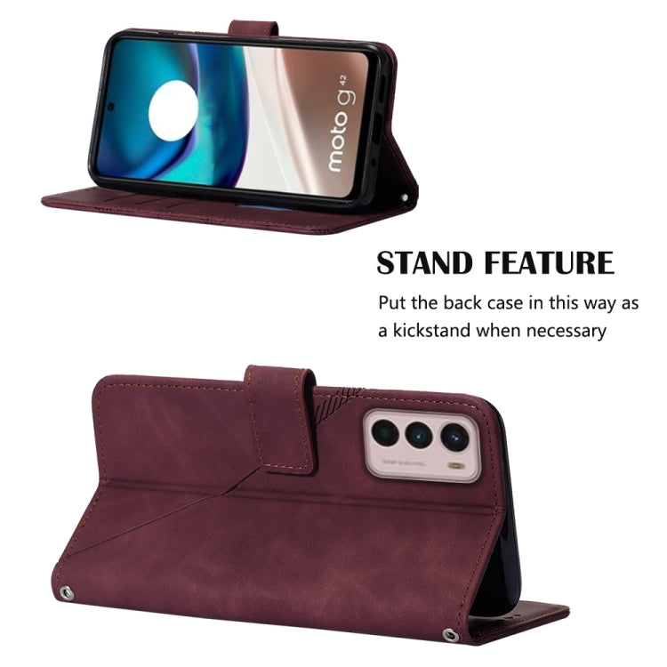 For Motorola Moto G42 Crossbody 3D Embossed Flip Leather Phone Case