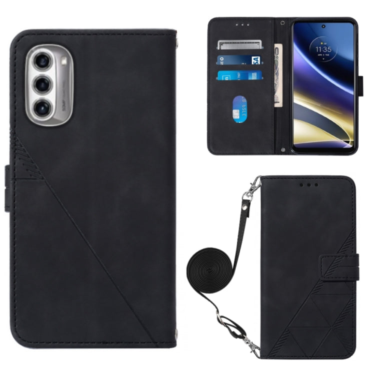 For Motorola Moto G52j 5G Crossbody 3D Embossed Flip Leather Phone Case