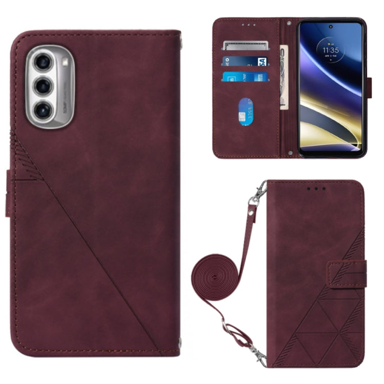 For Motorola Moto G52j 5G Crossbody 3D Embossed Flip Leather Phone Case