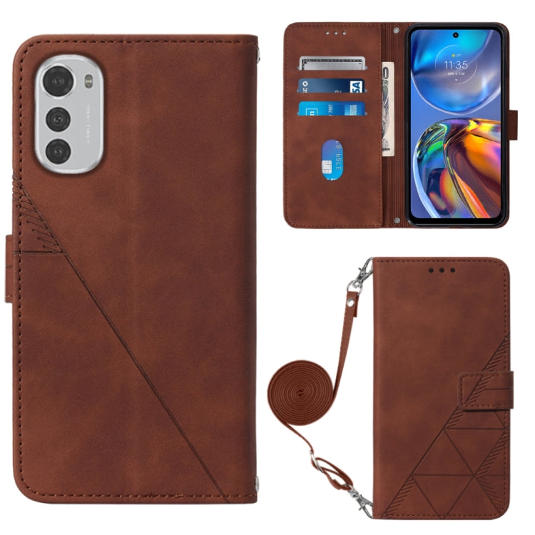For Motorola Moto E32 Crossbody 3D Embossed Flip Leather Phone Case