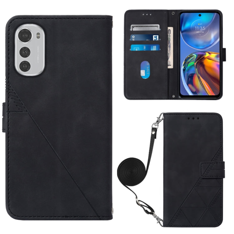 For Motorola Moto E32 Crossbody 3D Embossed Flip Leather Phone Case