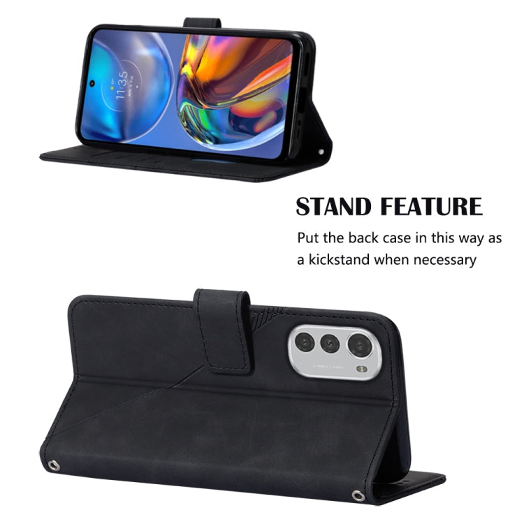 For Motorola Moto E32 Crossbody 3D Embossed Flip Leather Phone Case