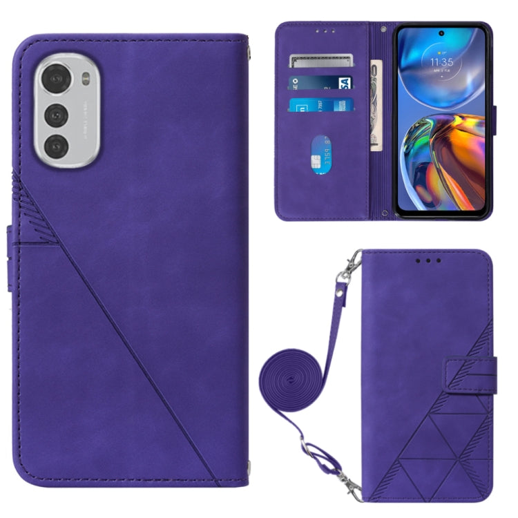For Motorola Moto E32 Crossbody 3D Embossed Flip Leather Phone Case