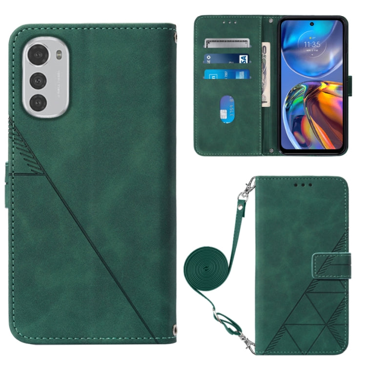 For Motorola Moto E32 Crossbody 3D Embossed Flip Leather Phone Case