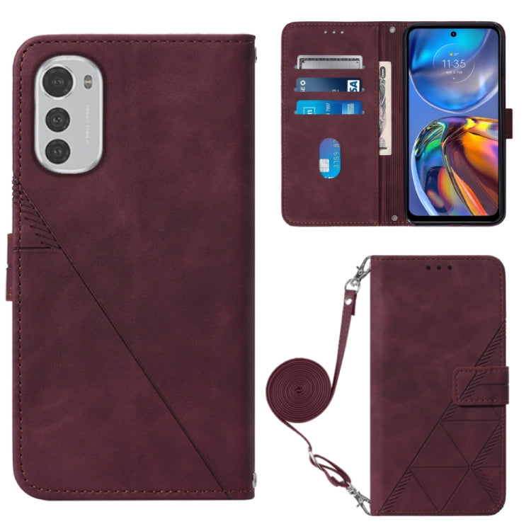 For Motorola Moto E32 Crossbody 3D Embossed Flip Leather Phone Case