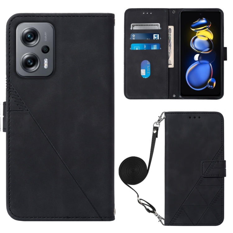 For Xiaomi Redmi Note 11T Pro Crossbody 3D Embossed Flip Leather Phone Case