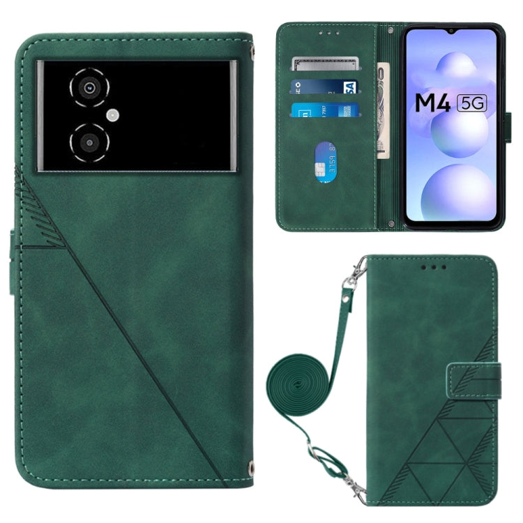 For Xiaomi Poco M4 5G Crossbody 3D Embossed Flip Leather Phone Case