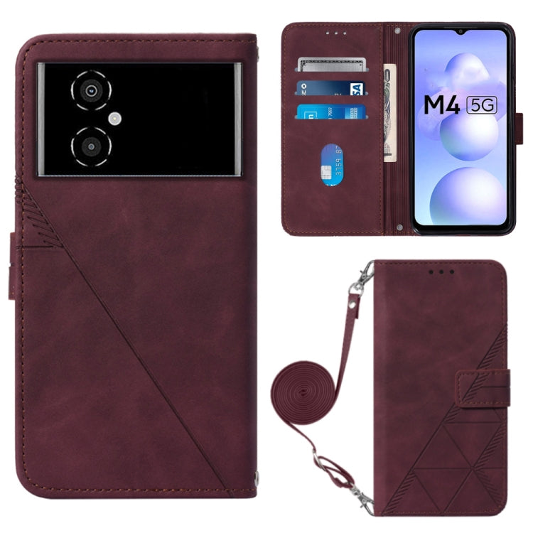 For Xiaomi Poco M4 5G Crossbody 3D Embossed Flip Leather Phone Case