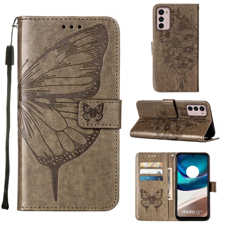For Motorola Moto G42 Embossed Butterfly Flip Leather Phone Case
