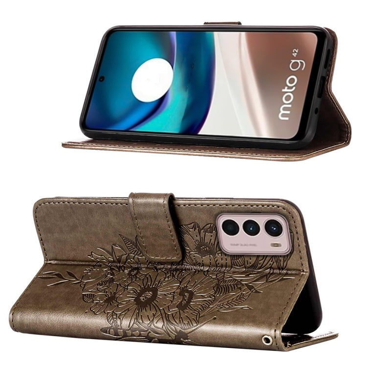For Motorola Moto G42 Embossed Butterfly Flip Leather Phone Case