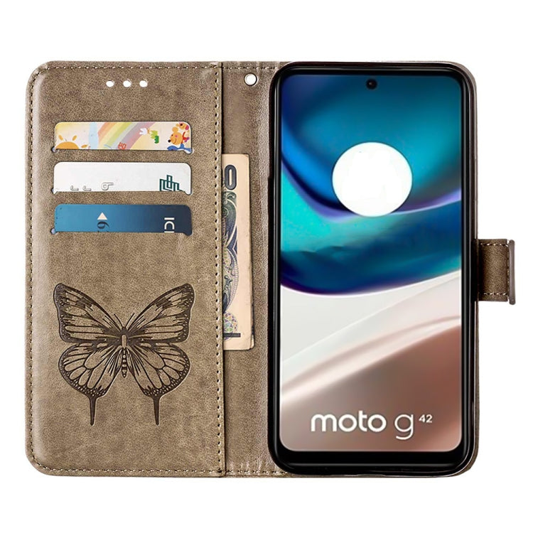 For Motorola Moto G42 Embossed Butterfly Flip Leather Phone Case
