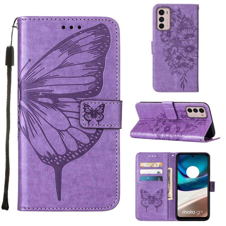 For Motorola Moto G42 Embossed Butterfly Flip Leather Phone Case