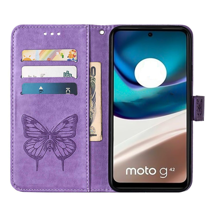 For Motorola Moto G42 Embossed Butterfly Flip Leather Phone Case