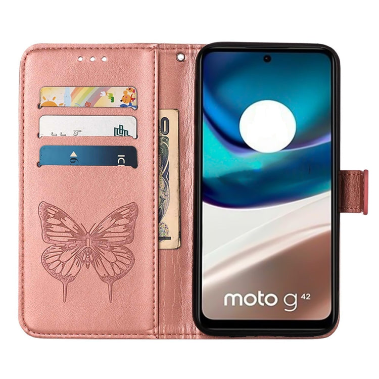For Motorola Moto G42 Embossed Butterfly Flip Leather Phone Case