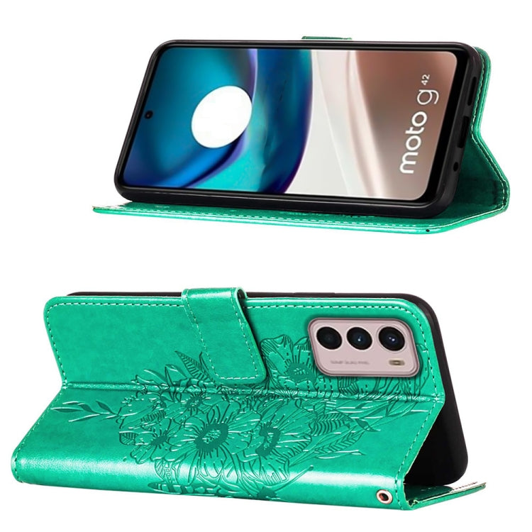 For Motorola Moto G42 Embossed Butterfly Flip Leather Phone Case
