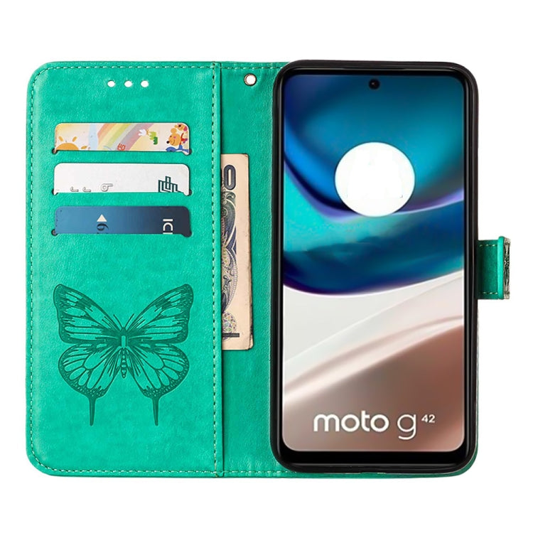 For Motorola Moto G42 Embossed Butterfly Flip Leather Phone Case