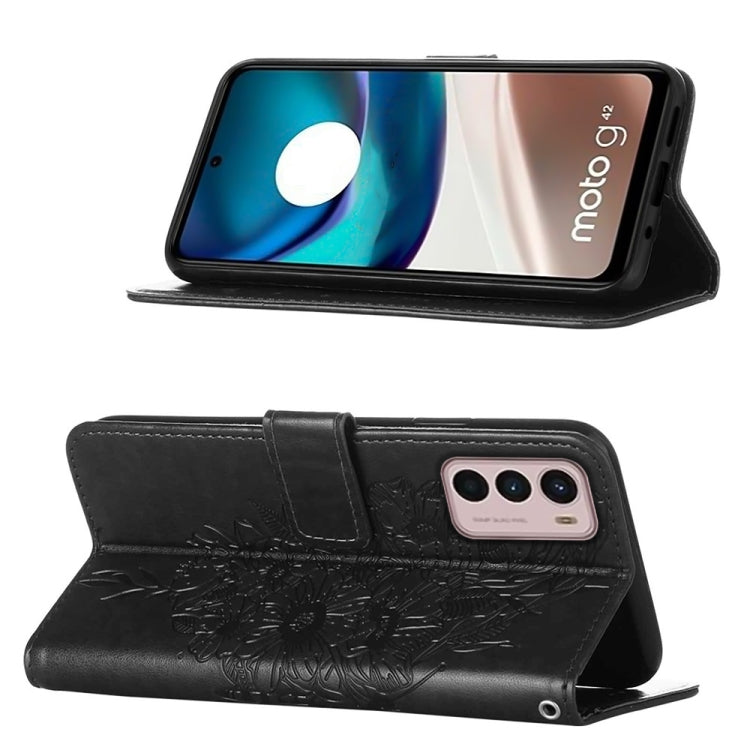 For Motorola Moto G42 Embossed Butterfly Flip Leather Phone Case