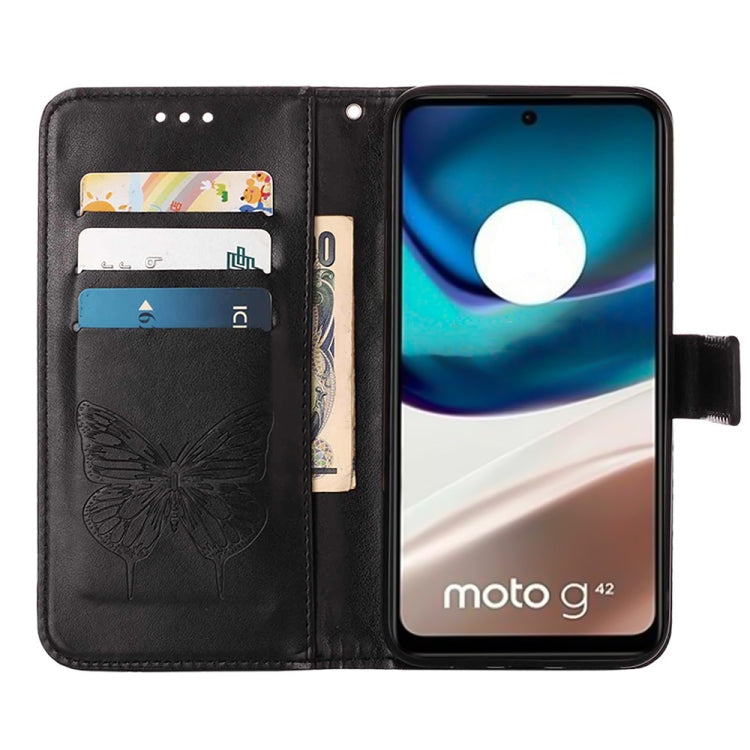 For Motorola Moto G42 Embossed Butterfly Flip Leather Phone Case