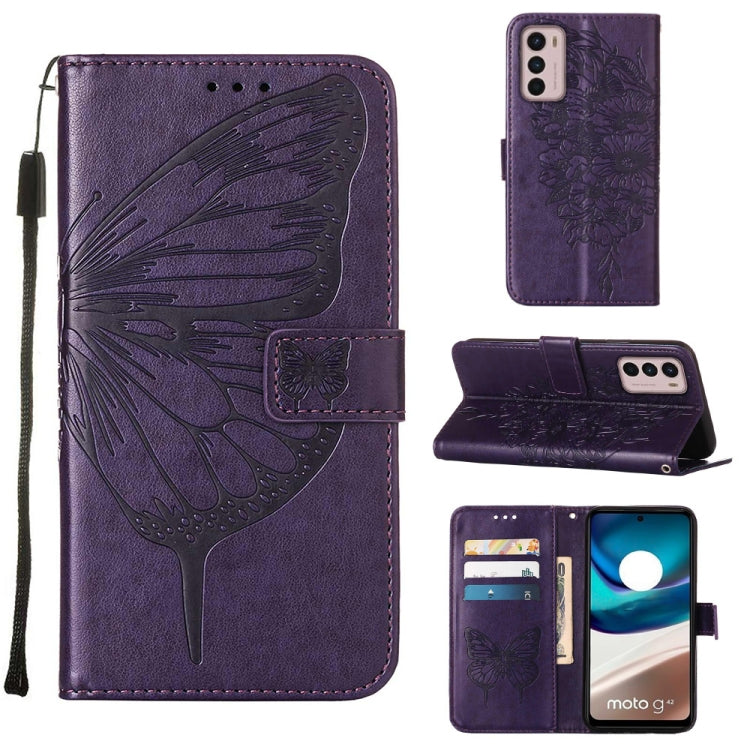 For Motorola Moto G42 Embossed Butterfly Flip Leather Phone Case