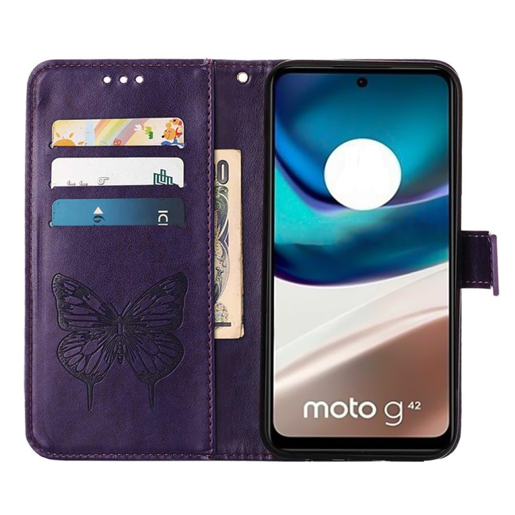 For Motorola Moto G42 Embossed Butterfly Flip Leather Phone Case