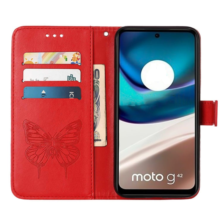 For Motorola Moto G42 Embossed Butterfly Flip Leather Phone Case
