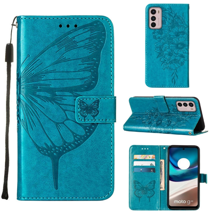 For Motorola Moto G42 Embossed Butterfly Flip Leather Phone Case