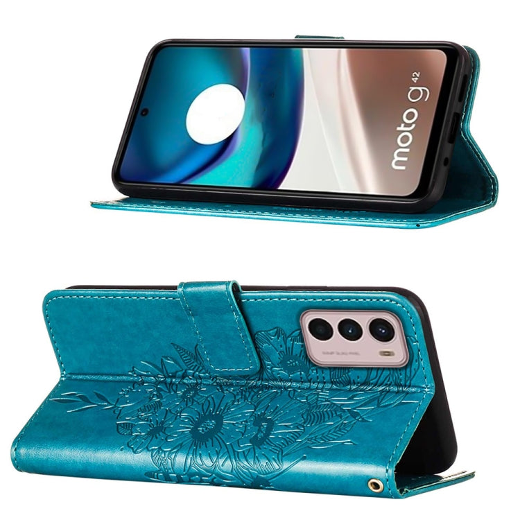 For Motorola Moto G42 Embossed Butterfly Flip Leather Phone Case