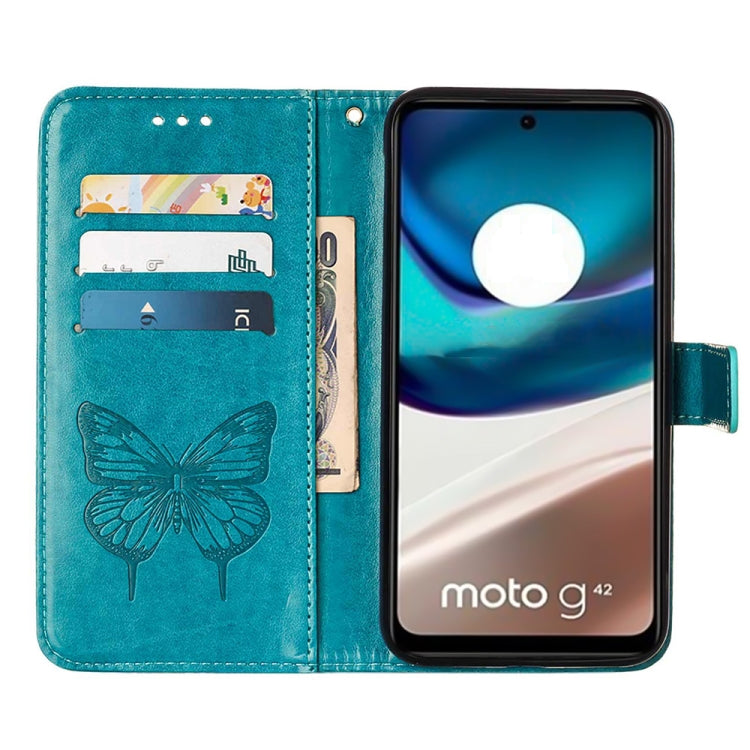 For Motorola Moto G42 Embossed Butterfly Flip Leather Phone Case