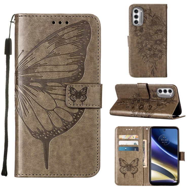 For Motorola Moto G52j 5G Embossed Butterfly Flip Leather Phone Case