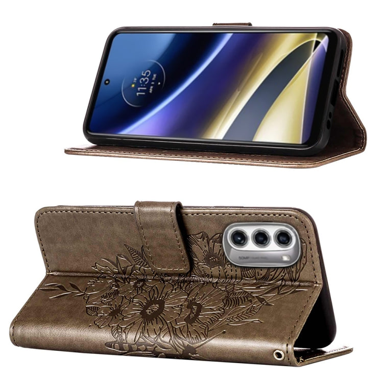 For Motorola Moto G52j 5G Embossed Butterfly Flip Leather Phone Case