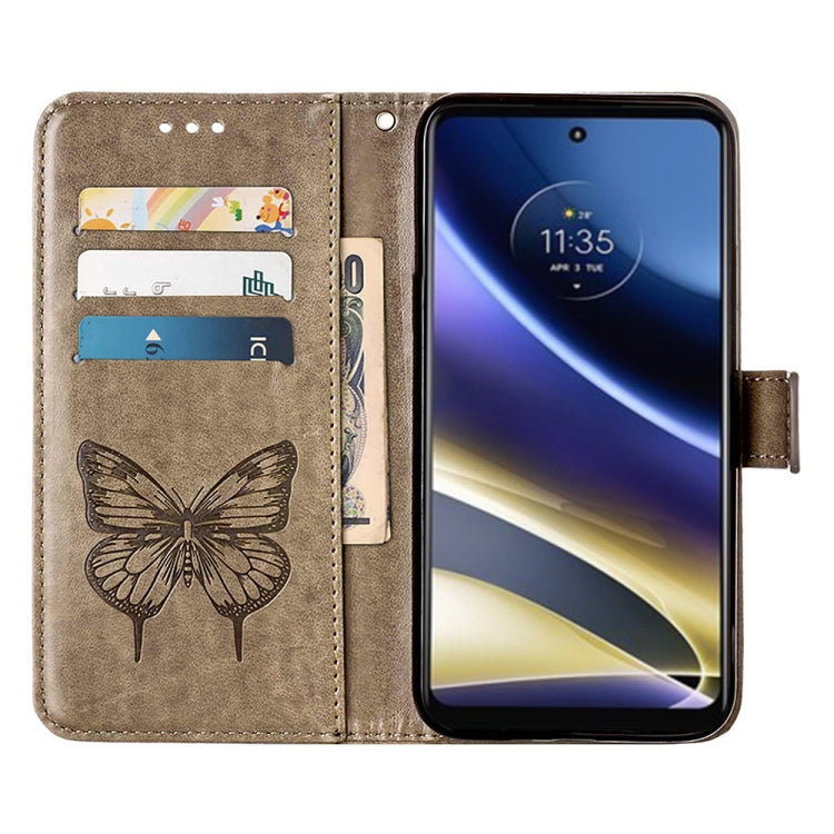 For Motorola Moto G52j 5G Embossed Butterfly Flip Leather Phone Case
