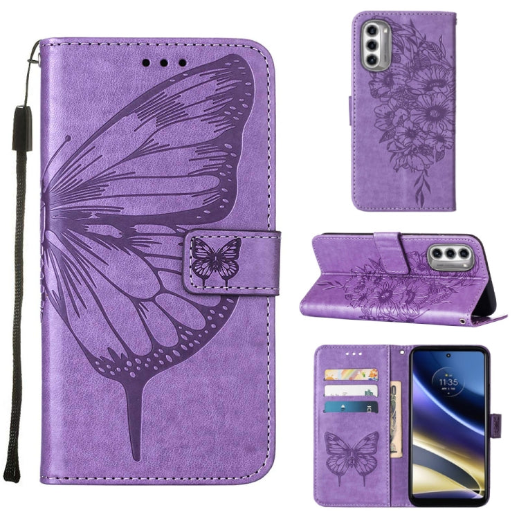 For Motorola Moto G52j 5G Embossed Butterfly Flip Leather Phone Case