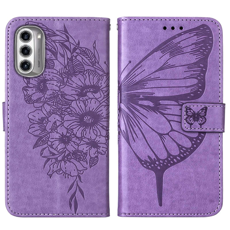 For Motorola Moto G52j 5G Embossed Butterfly Flip Leather Phone Case