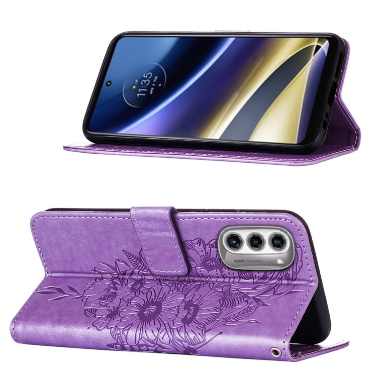 For Motorola Moto G52j 5G Embossed Butterfly Flip Leather Phone Case