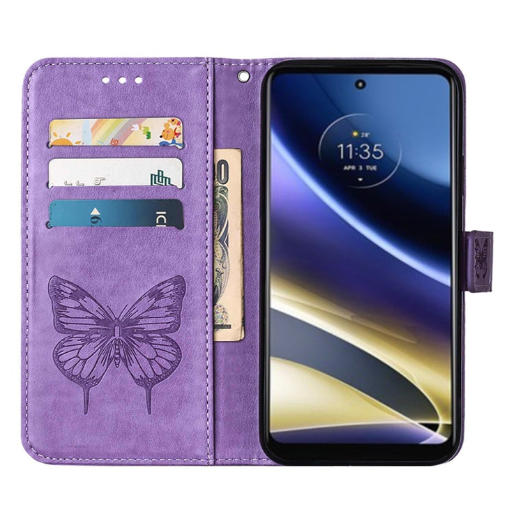 For Motorola Moto G52j 5G Embossed Butterfly Flip Leather Phone Case