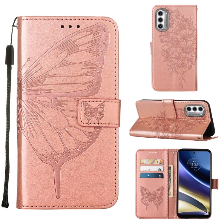 For Motorola Moto G52j 5G Embossed Butterfly Flip Leather Phone Case