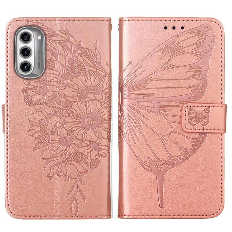 For Motorola Moto G52j 5G Embossed Butterfly Flip Leather Phone Case