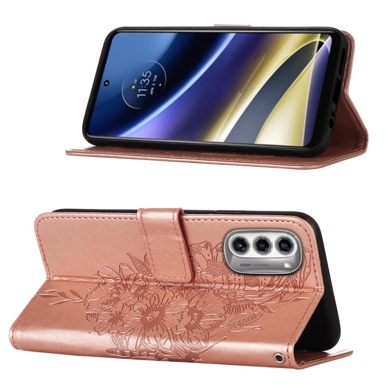 For Motorola Moto G52j 5G Embossed Butterfly Flip Leather Phone Case