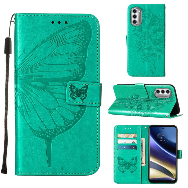 For Motorola Moto G52j 5G Embossed Butterfly Flip Leather Phone Case