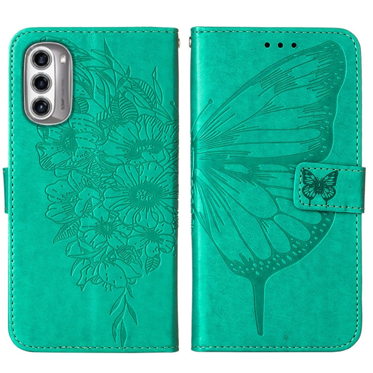 For Motorola Moto G52j 5G Embossed Butterfly Flip Leather Phone Case