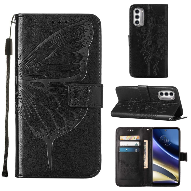 For Motorola Moto G52j 5G Embossed Butterfly Flip Leather Phone Case