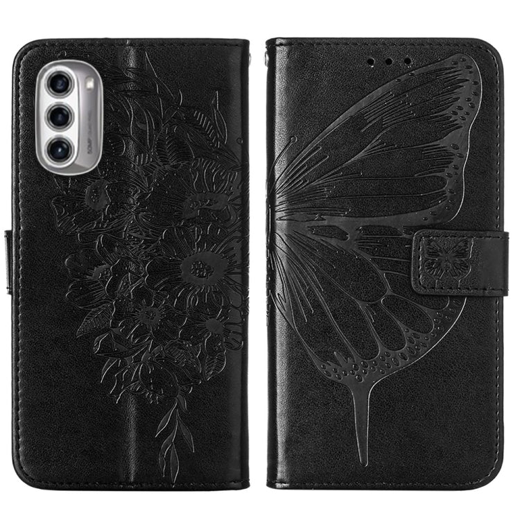 For Motorola Moto G52j 5G Embossed Butterfly Flip Leather Phone Case