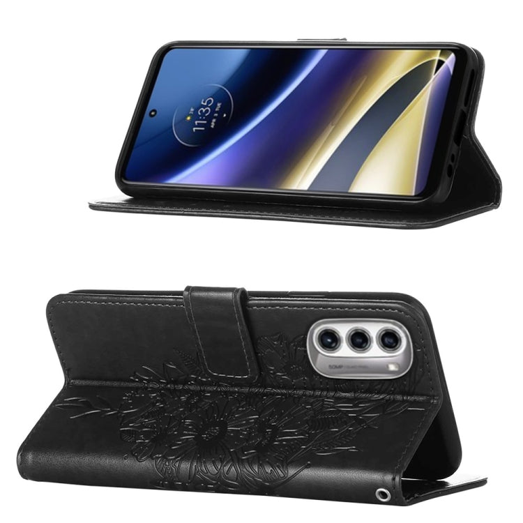 For Motorola Moto G52j 5G Embossed Butterfly Flip Leather Phone Case